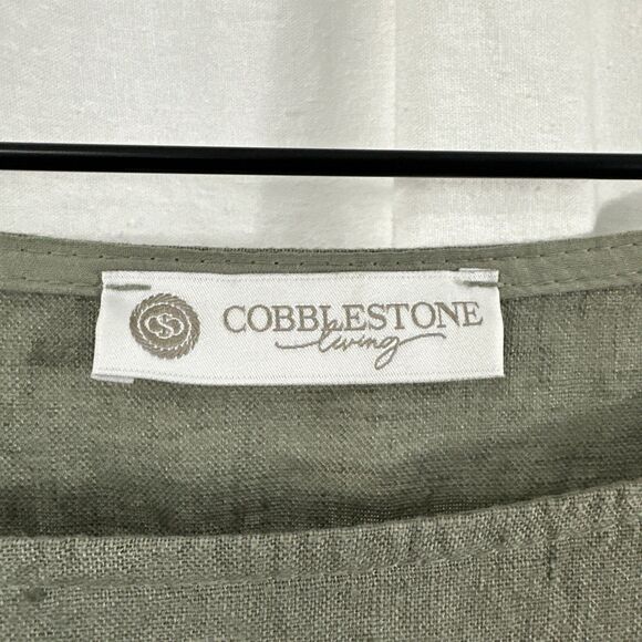Cobblestone Living Lagenlook Linen  Pocket Elastic Sleeve Top OSFM Neutral - Picture 3 of 6